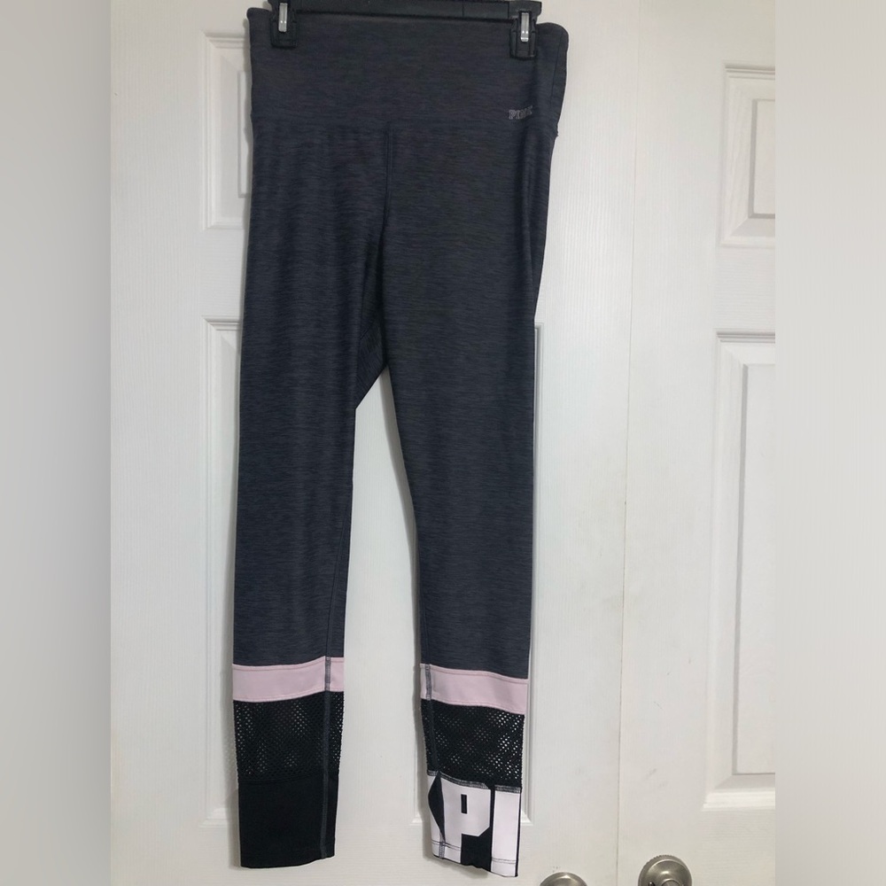 PINK Victoria’s Secret ultimate gray pink mesh high rise leggings womens medium‎